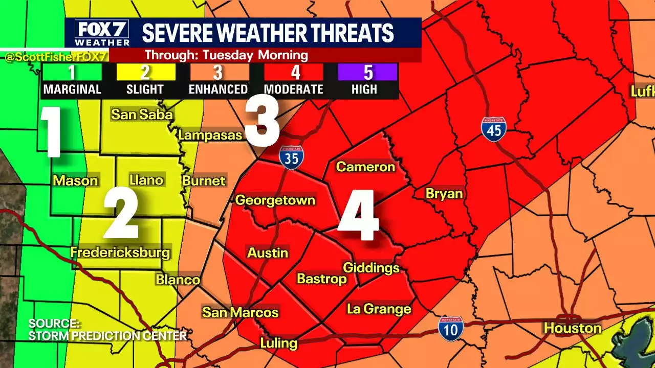 Severe weather in Central Texas: Tornado watch issued, hail likely