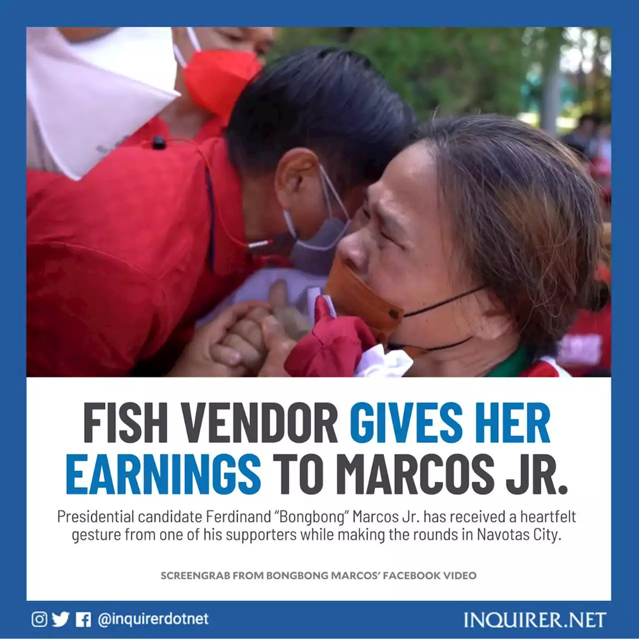 WATCH: Fish vendor gives her earnings to Marcos Jr.