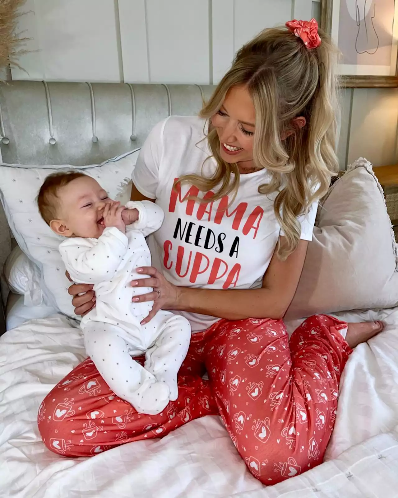 LADBABY MUM CORAL 'MAMA NEEDS A CUPPA' 5 PIECE PYJAMA SET