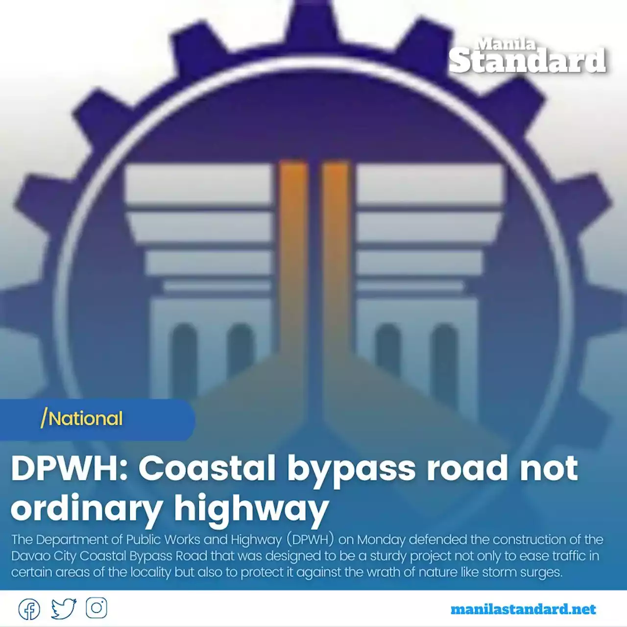 DPWH: Coastal bypass road not ordinary highway