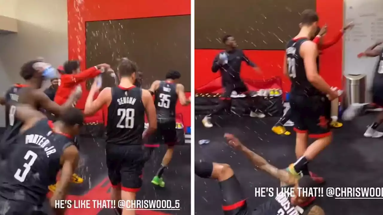 Kevin Porter Jr. Takes Hilarious Tumble During Rockets' Win Celebration