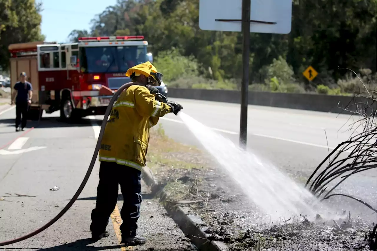 Firefighters battle flames along East Bay highways