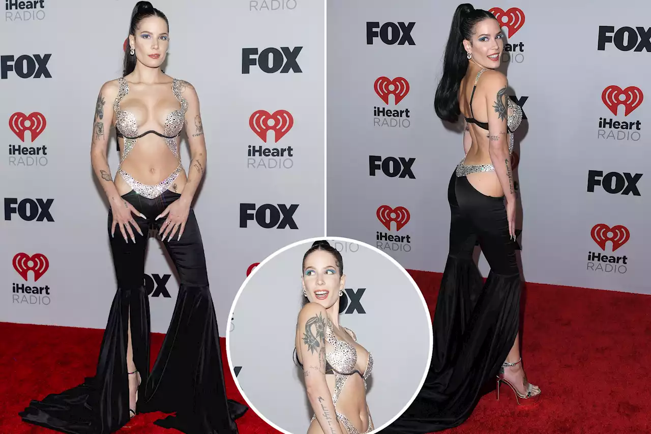 Halsey sizzles in cutout crystal jumpsuit at iHeartRadio Awards 2022