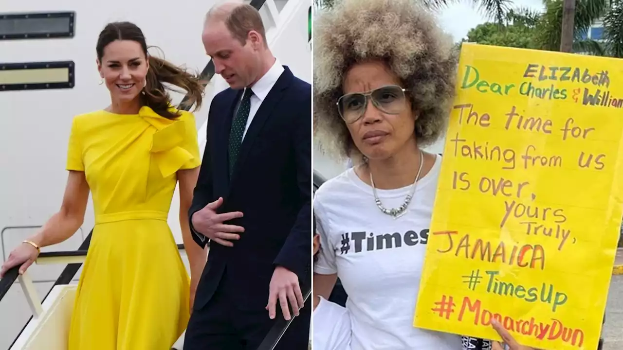 William and Kate: Protesters demand apology and reparations for Britain's slaving past as royal couple arrives in Jamaica