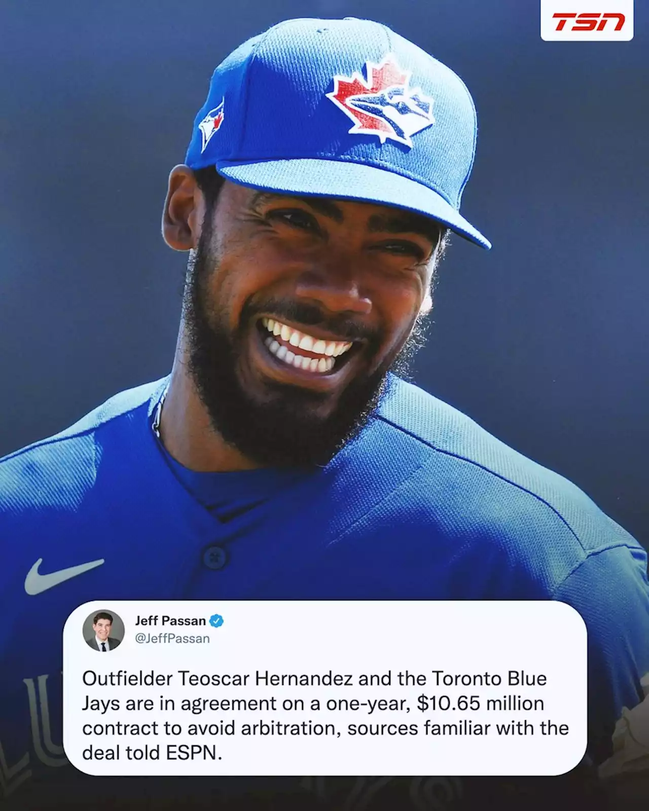 Report: Jays, OF Hernandez agree to one-year, $10.65M deal to avoid arbitration - TSN.ca