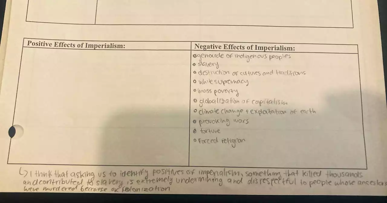 US High Schooler's Answer Listing Zero 'Positive Effects of Imperialism' Goes Viral