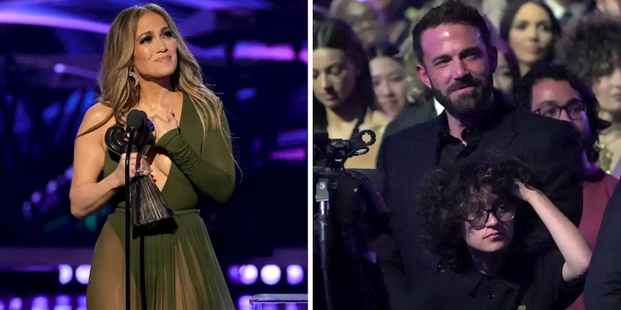 Jennifer Lopez Accepts Her Icon Award in a Flowing Sheer Gown as Ben Affleck Cheers Her On