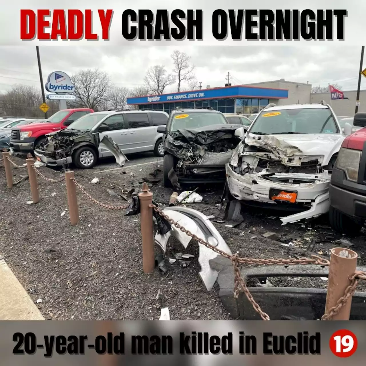 Video shows deadly crash that destroyed bus shelter, damaged parked cars overnight in Euclid (graphic)