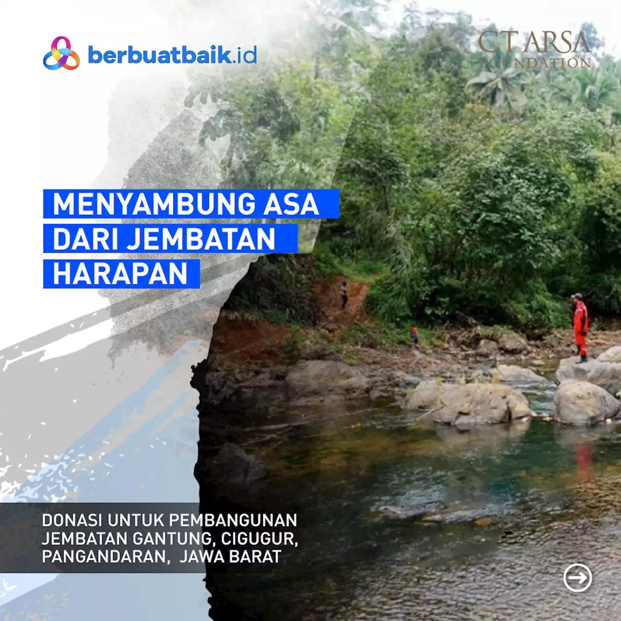 Tak Ada Jembatan, Warga Desa Pagerbumi Pertaruhkan Nyawa Sebrangi Sungai | Berbuatbaik.id