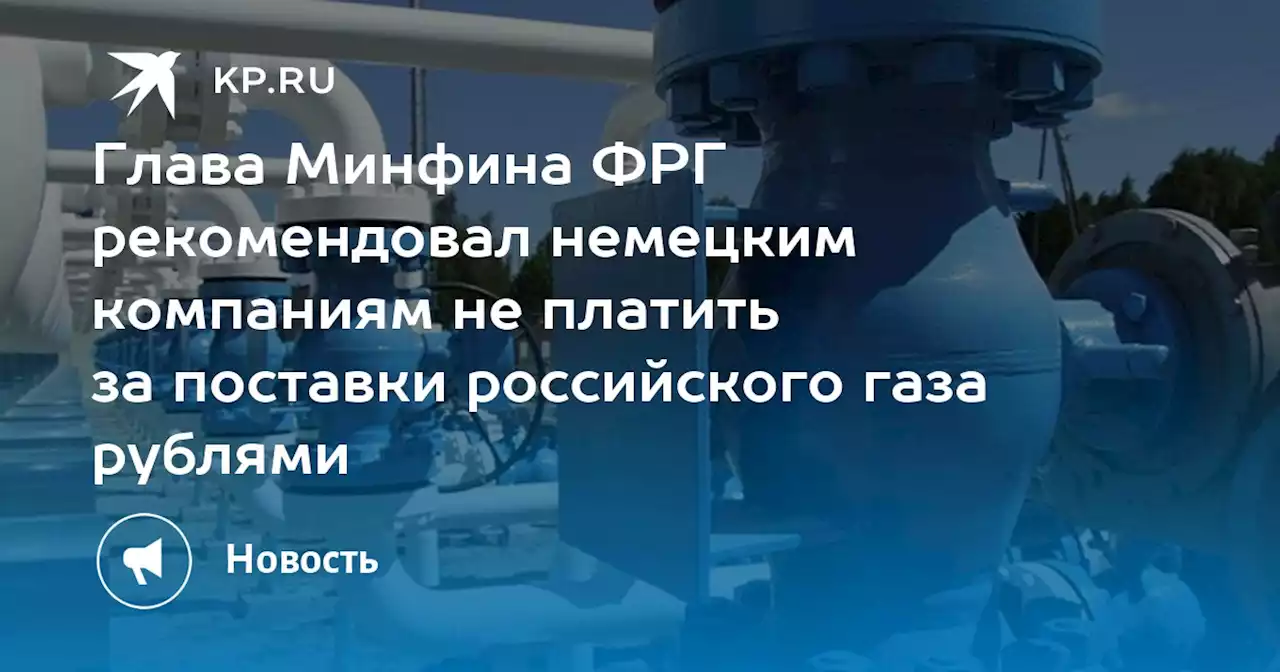 Глава Минфина ФРГ рекомендовал немецким компаниям не платить за поставки российского газа рублями