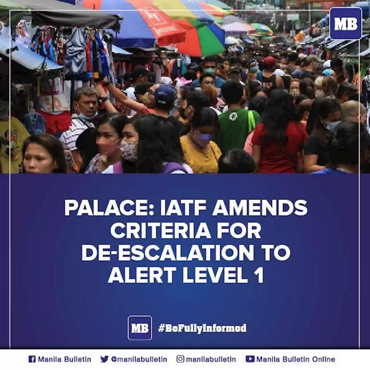 Palace: IATF amends criteria for de-escalation to Alert Level 1