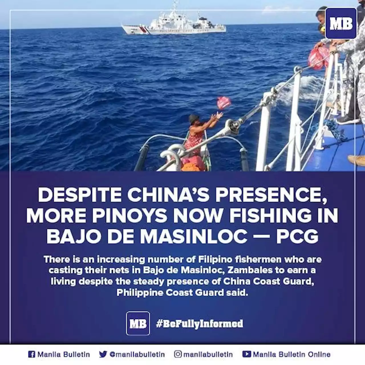 Despite China's presence, more Pinoys now fishing in Bajo de Masinloc -- PCG