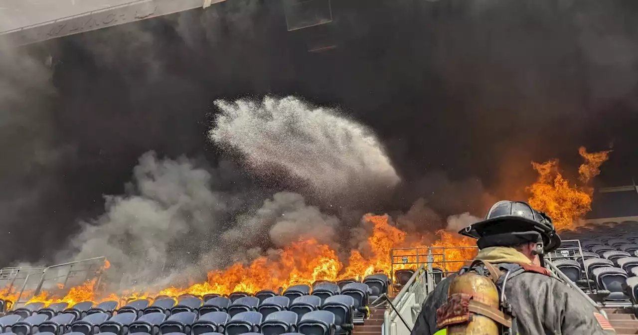 Stadium where Denver Broncos play catches fire