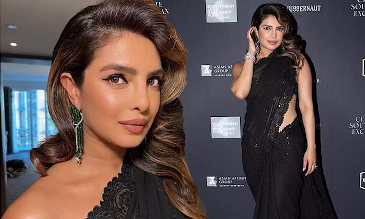 Priyanka Chopra stuns in a sequin saree dress at a pre-Oscar bash