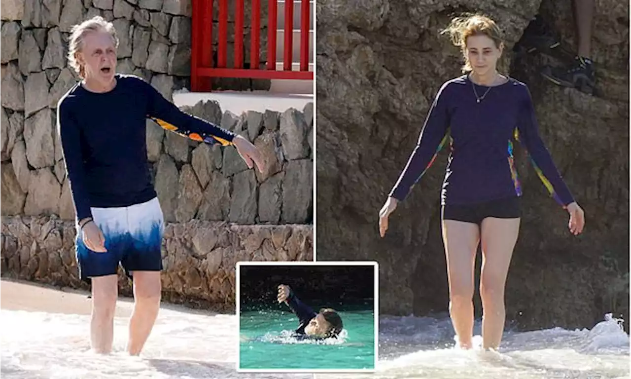 Sir Paul McCartney and wife Nancy enjoy a beach day in St Barts