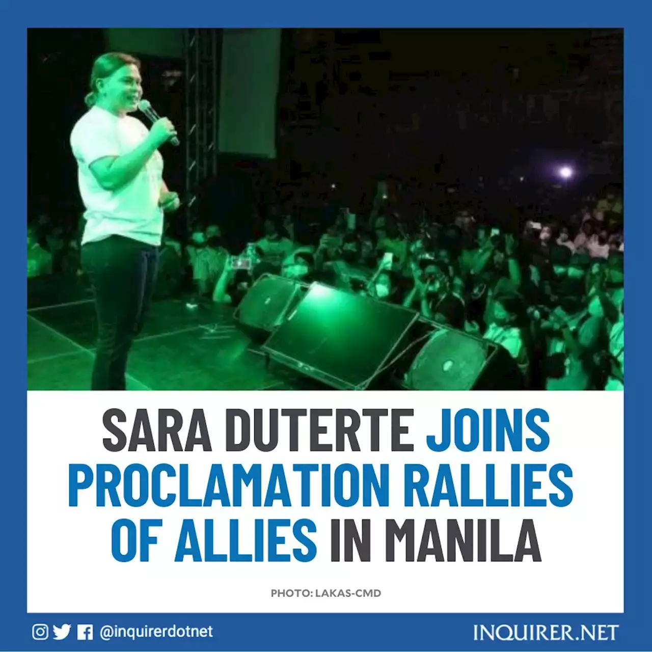 Sara Duterte joins proclamation rallies of allies in Manila