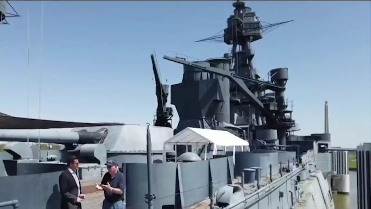 Battleship Texas opening to public one last time this weekend before leaving San Jacinto Battleground