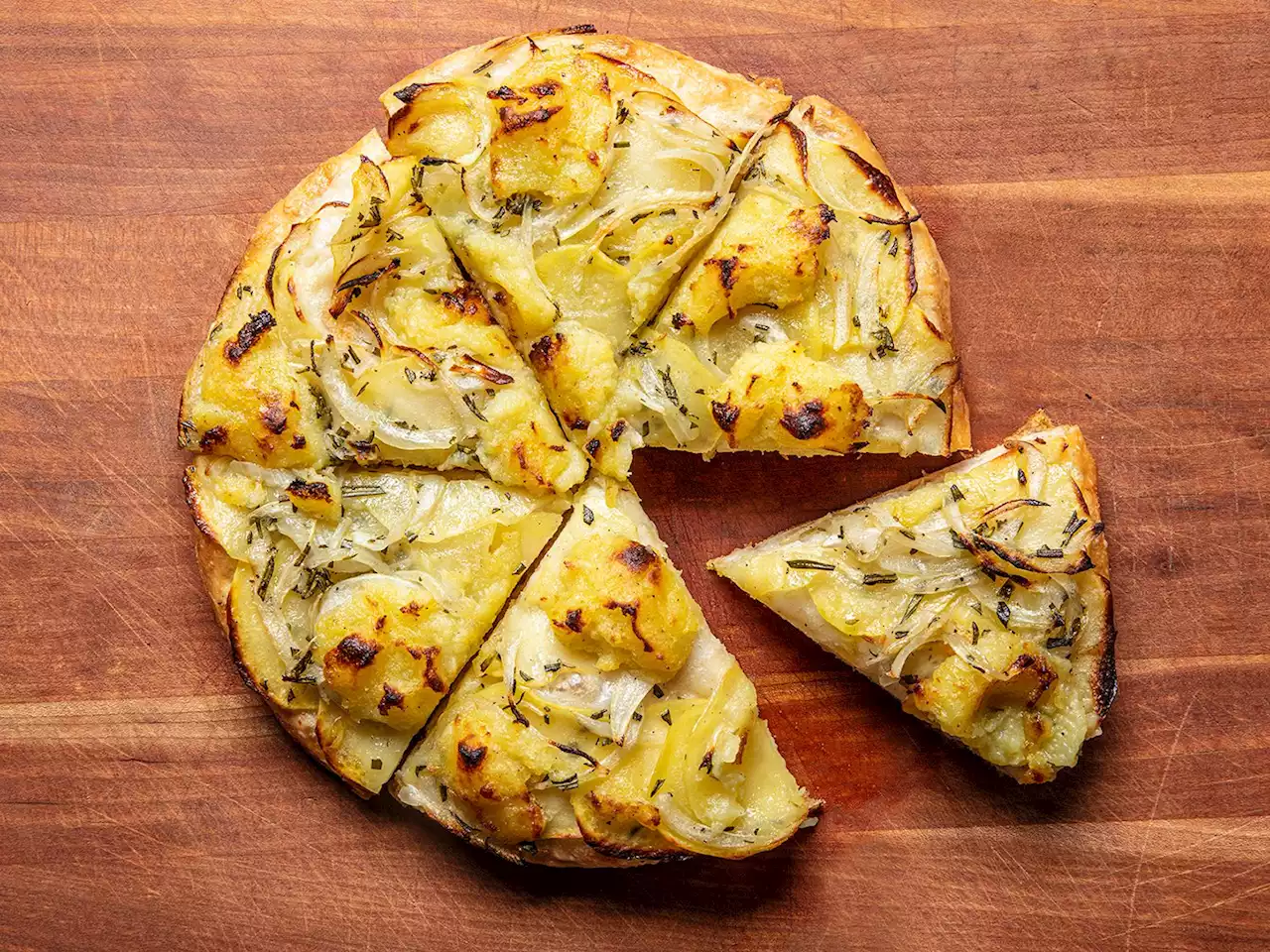 Easy Vegan Pan Pizza With Potato, Onion, and Rosemary Recipe