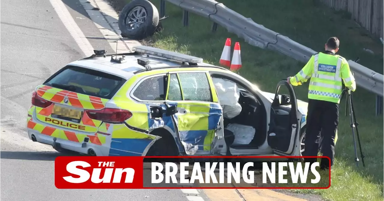 Two cops injured in M23 crash as woman, 23, arrested for driving while high