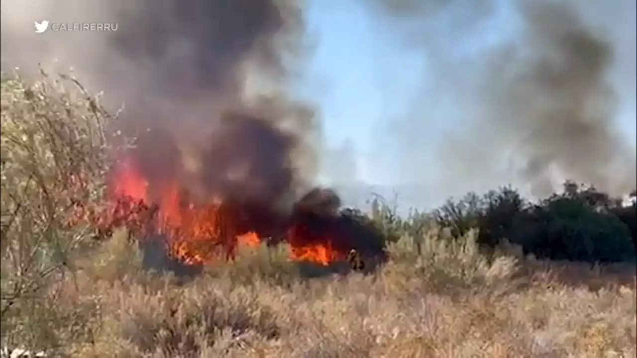 Wildfire burning in Riverside County prompts evacuation warning as it scorches over 40 acres