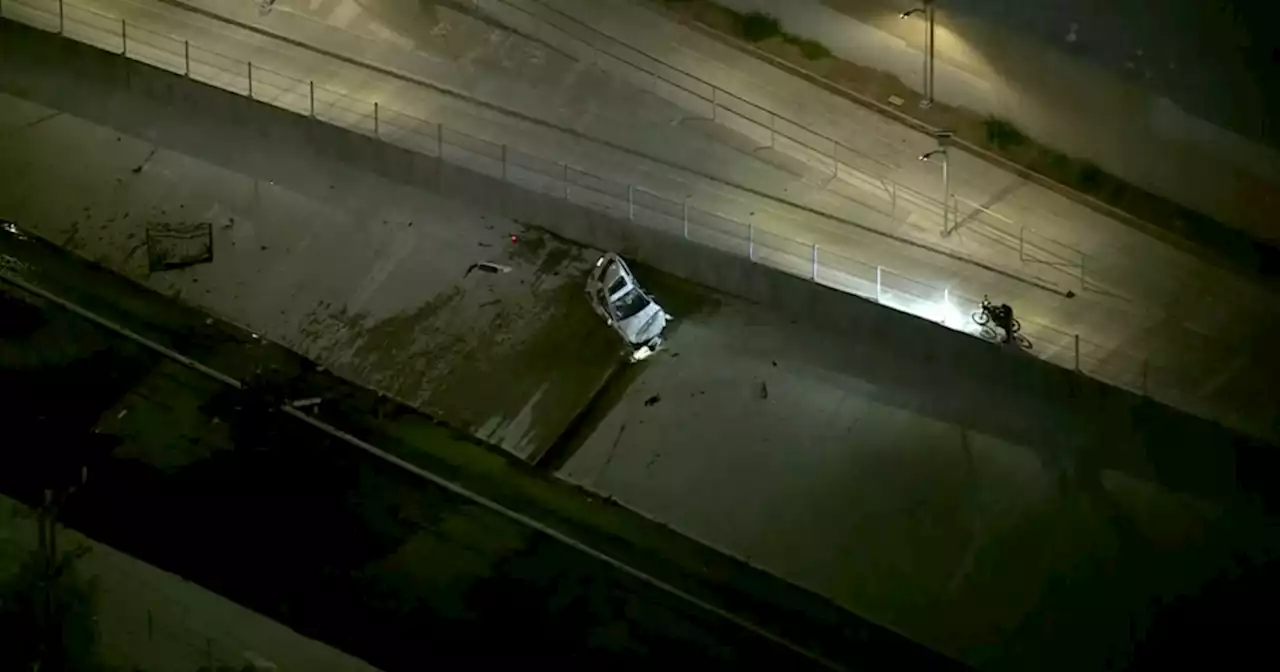 One transported after vehicle goes over bridge in Canoga Park