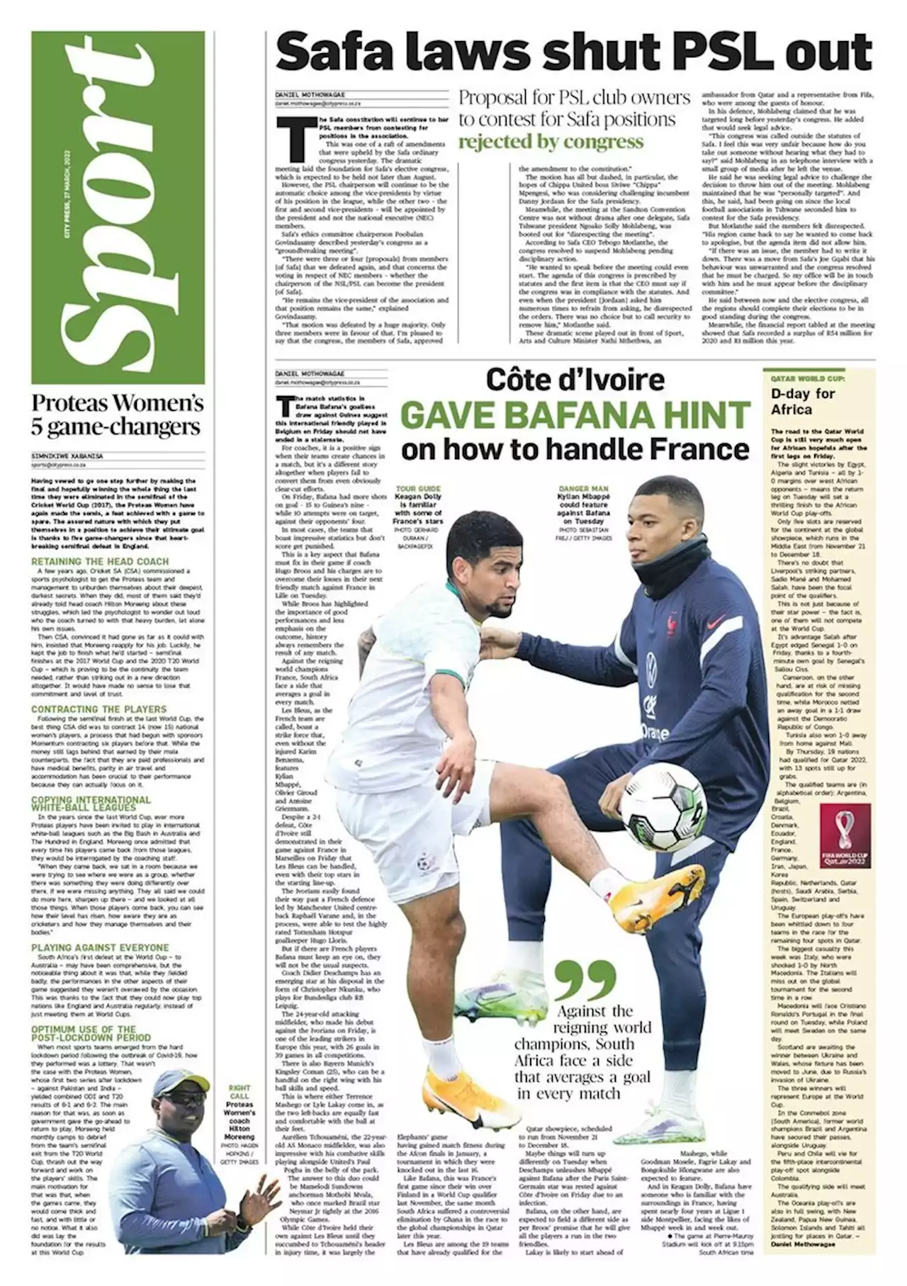 What’s in City Press Sport: Safa laws shut PSL out; Odds are stacked against Proteas ahead of tests against Bangladesh | Citypress