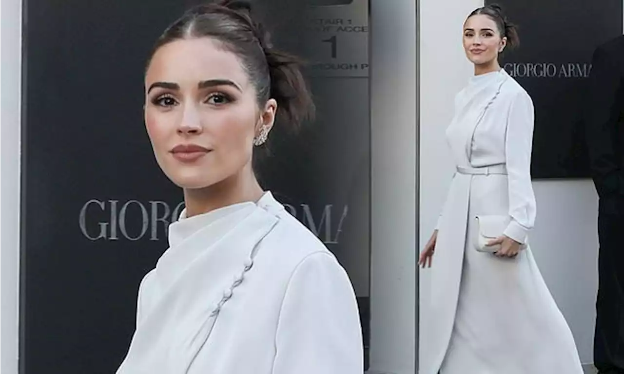 Olivia Culpo oozes class in a grey gown at the Armani Oscars bash