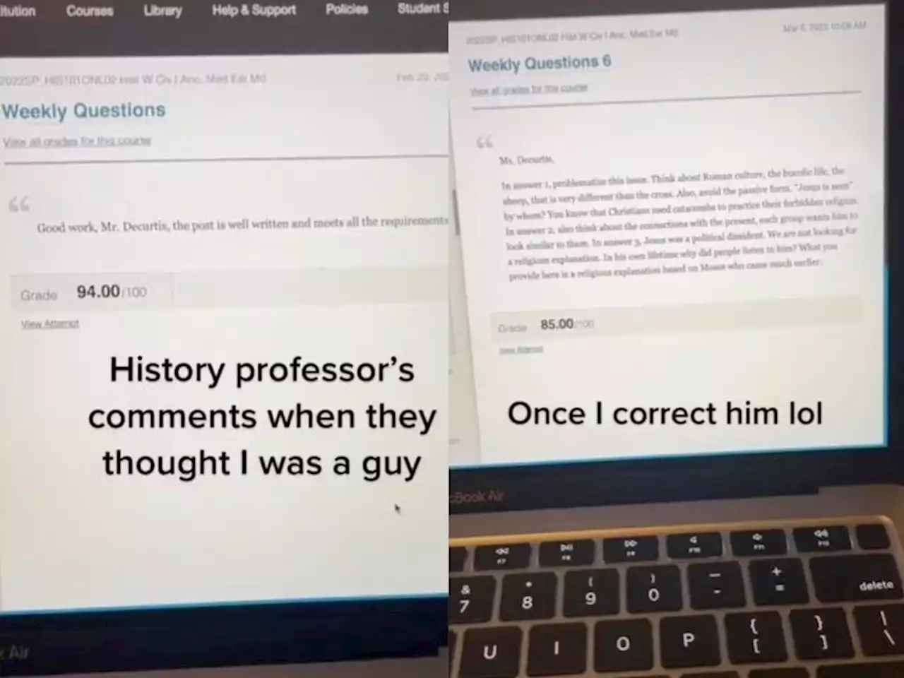 College student says professor’s ‘tone’ changed after she informed him she is a woman