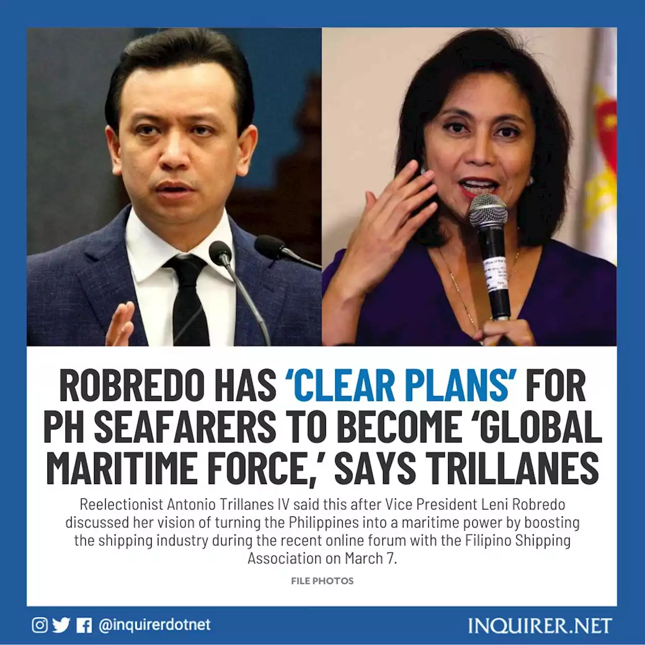 ‘No disrespect’: Robredo has ‘clear plans’ for PH seafarers to become ‘global maritime force,’ says Trillanes