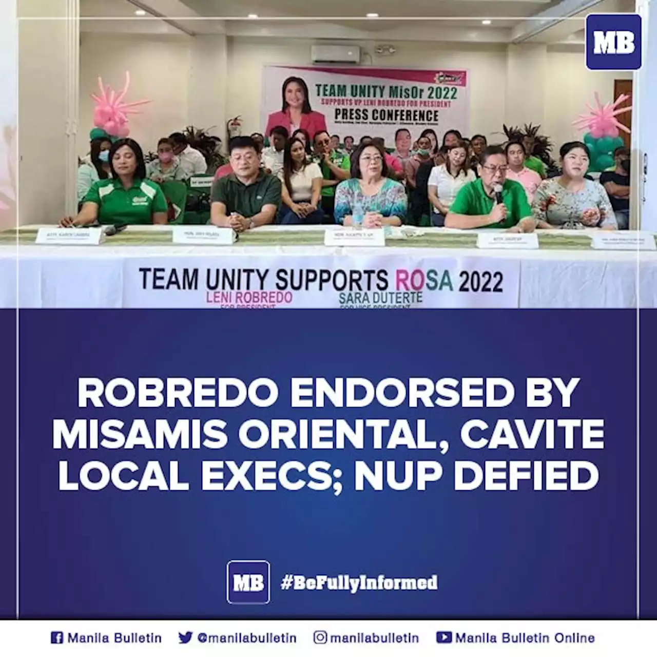 Robredo endorsed by Misamis Oriental, Cavite local execs; NUP defied