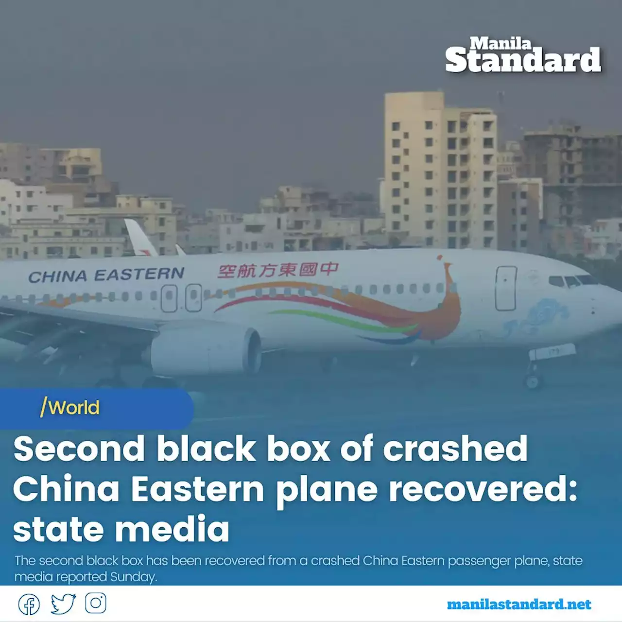 Second black box of crashed China Eastern plane recovered: state media