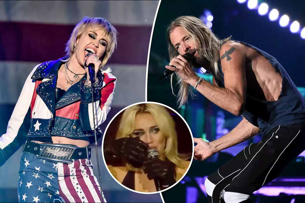 Miley Cyrus breaks down in tears during tribute performance to Taylor Hawkins