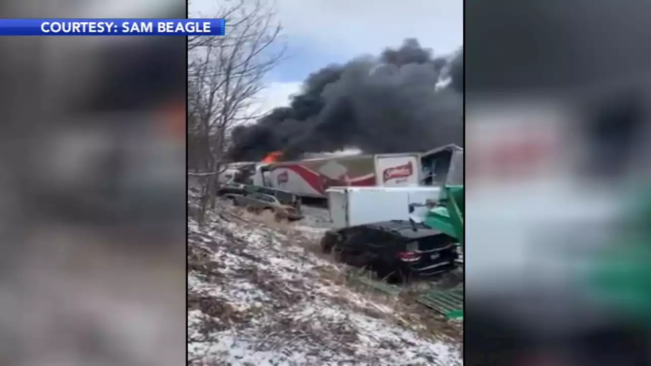 Dozens of vehicles collide in massive, fiery pileup on Pennsylvania highway