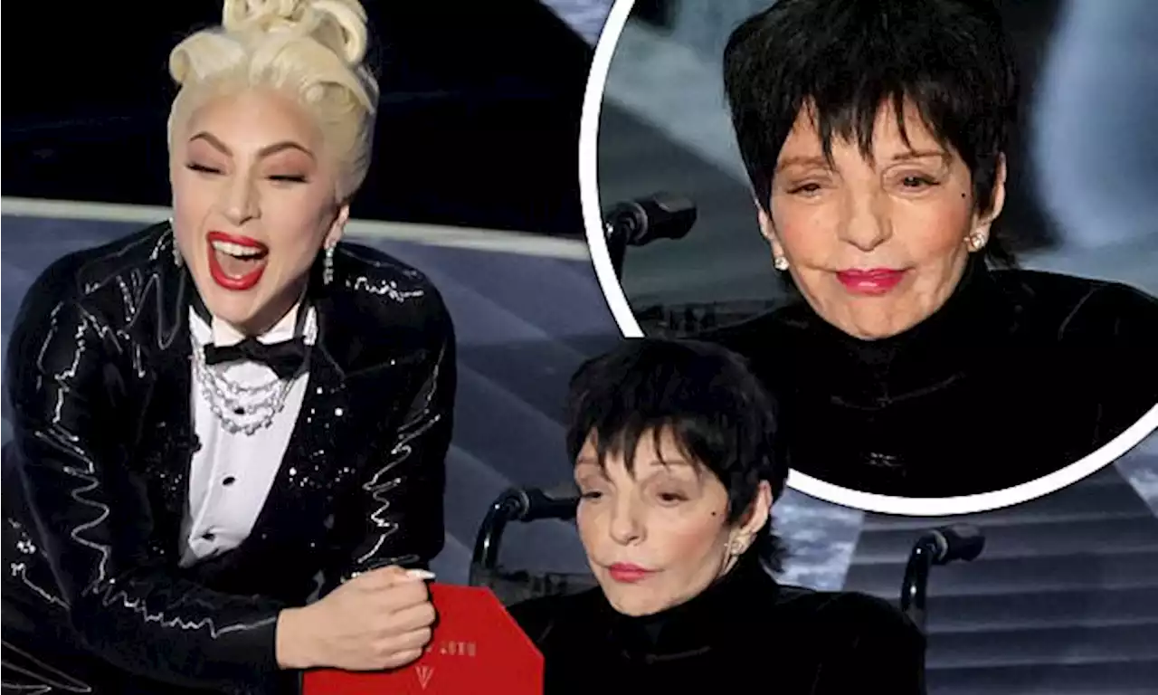 Frail Liza Minnelli is wheeled out on stage by Lady Gaga at Oscars