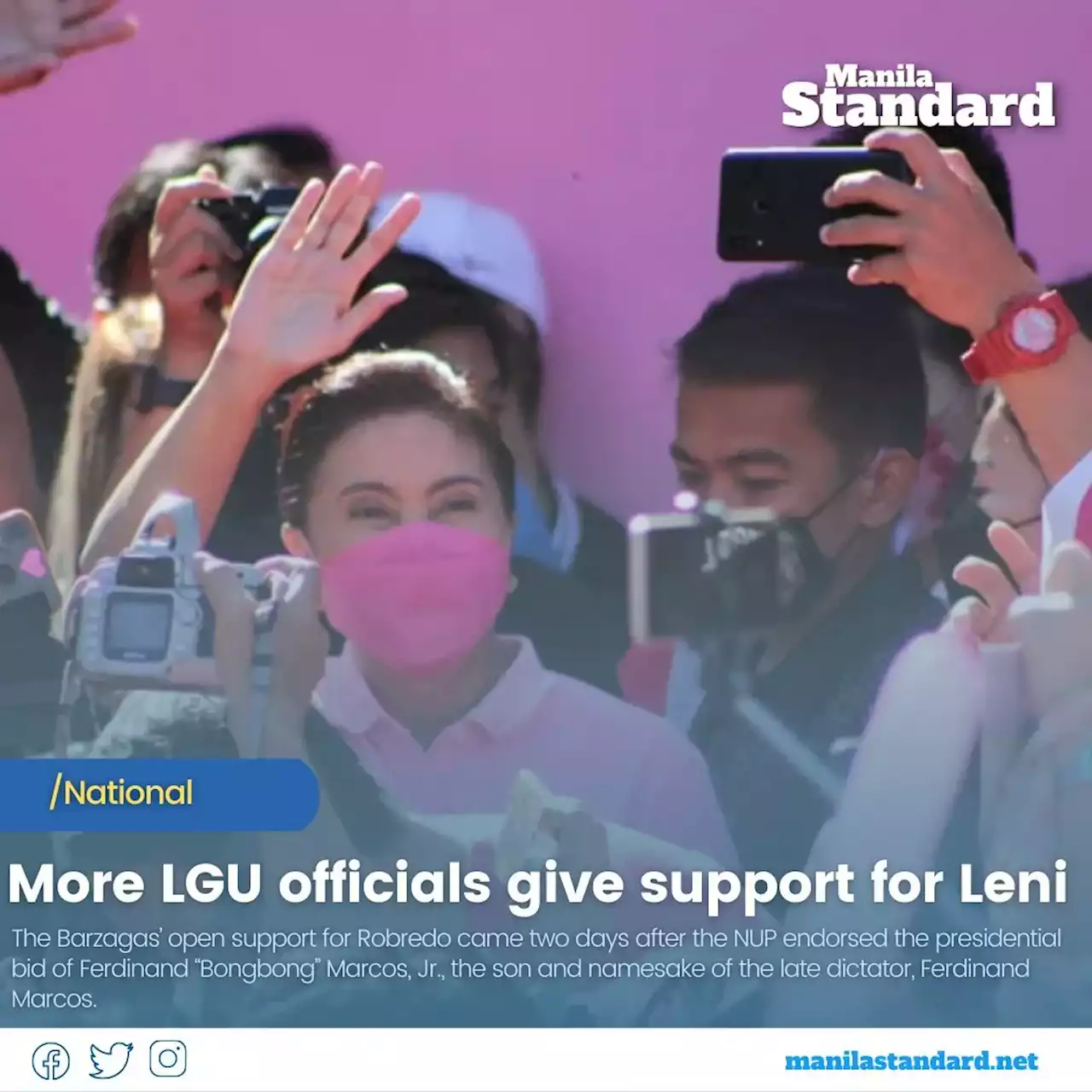 More LGU officials give support for Leni