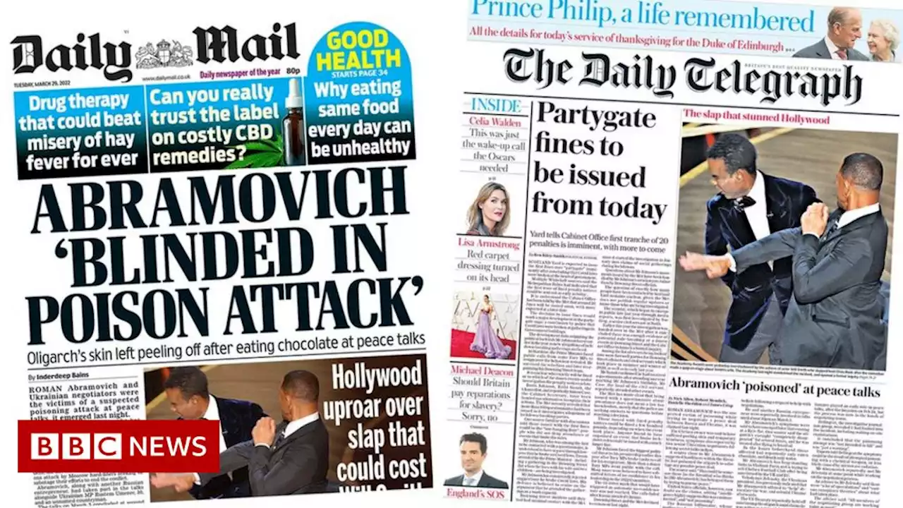 Newspaper headlines: Abramovich poisoning and first Partygate fines