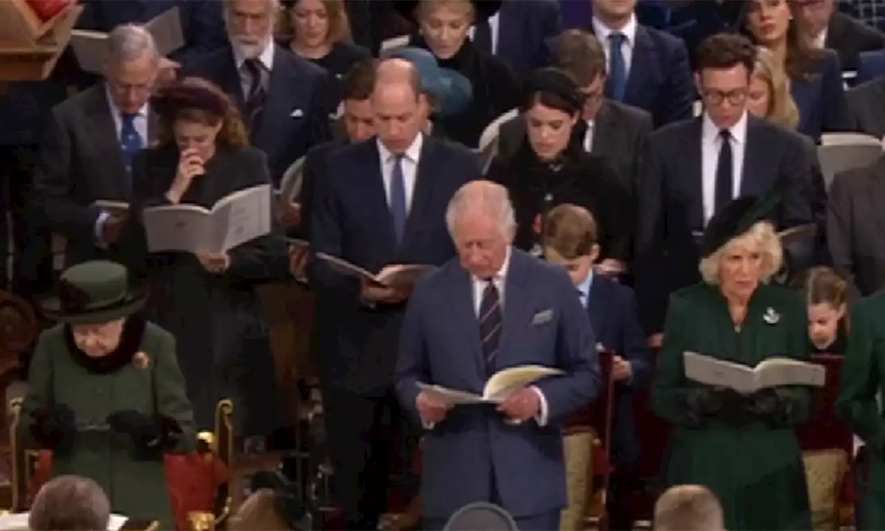 Princess Beatrice comforted by husband as she wipes away tears at Prince Philip's memorial