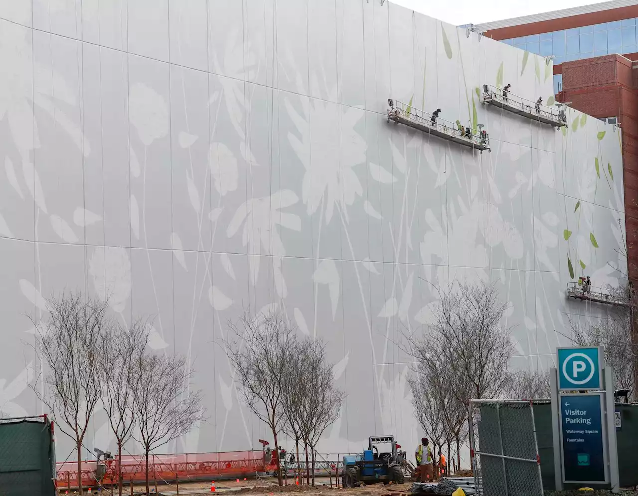 A 35,000-square foot mural is almost complete in the Woodlands