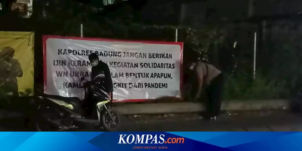 Polisi Buru Pemasang Spanduk Larangan Aksi Damai WN Ukraina atas Invasi Rusia di Bali