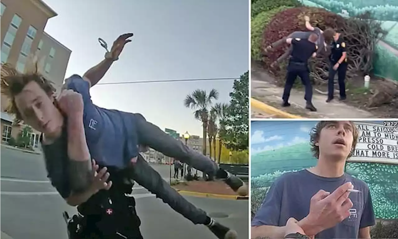 Cop suspended over video of him bodyslamming co-operative suspect