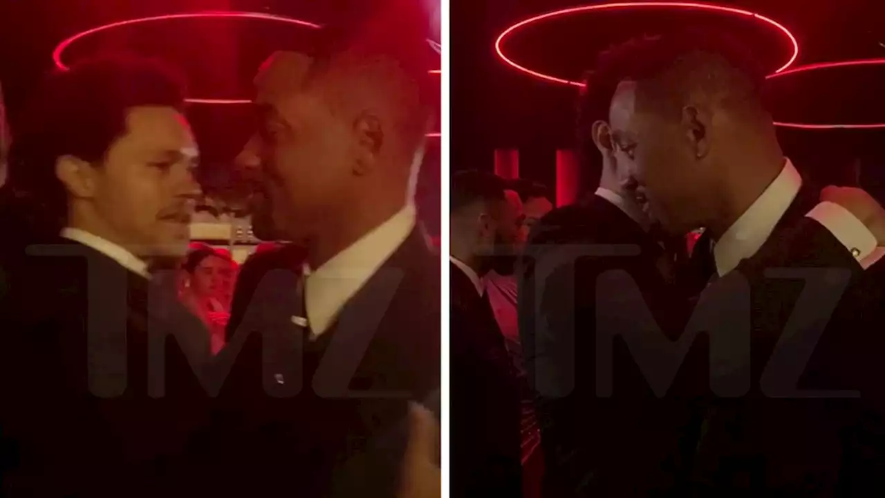 Will Smith & Trevor Noah Hug It Out At After-Party, Have Long Conversation