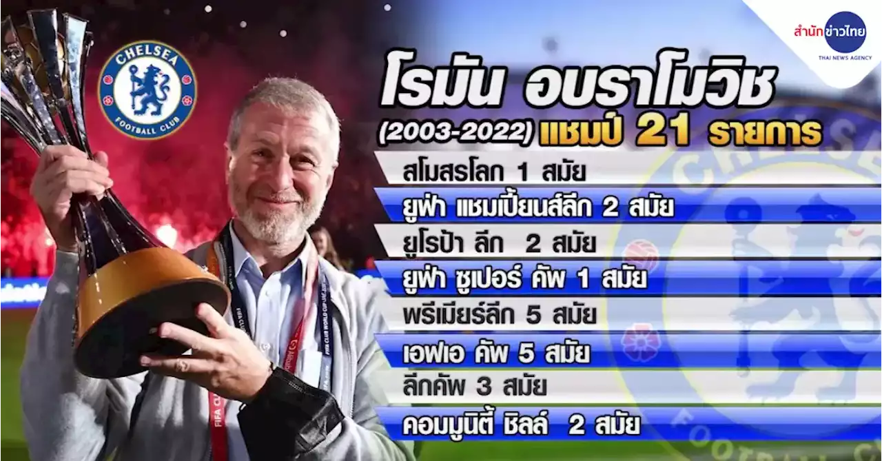 ปิดตำนาน 19 ปี 21 ถ้วย “อบราโมวิช” ขายเชลซี