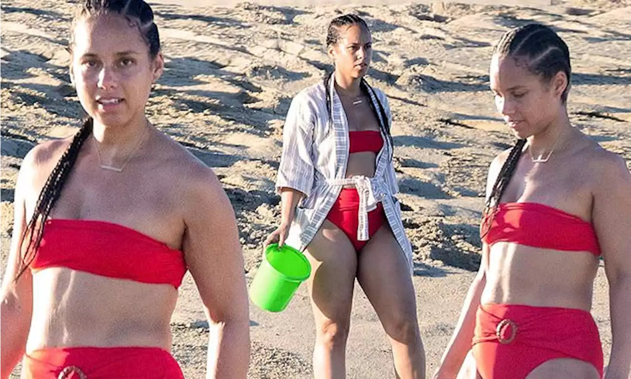 Alicia Keys EXCL: She shows off abs in red bikini while on vacation