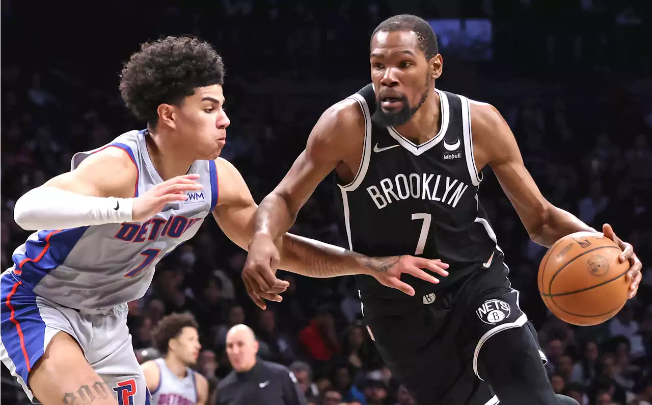 Kevin Durant, Kyrie Irving lead Nets to tight win over woeful Pistons