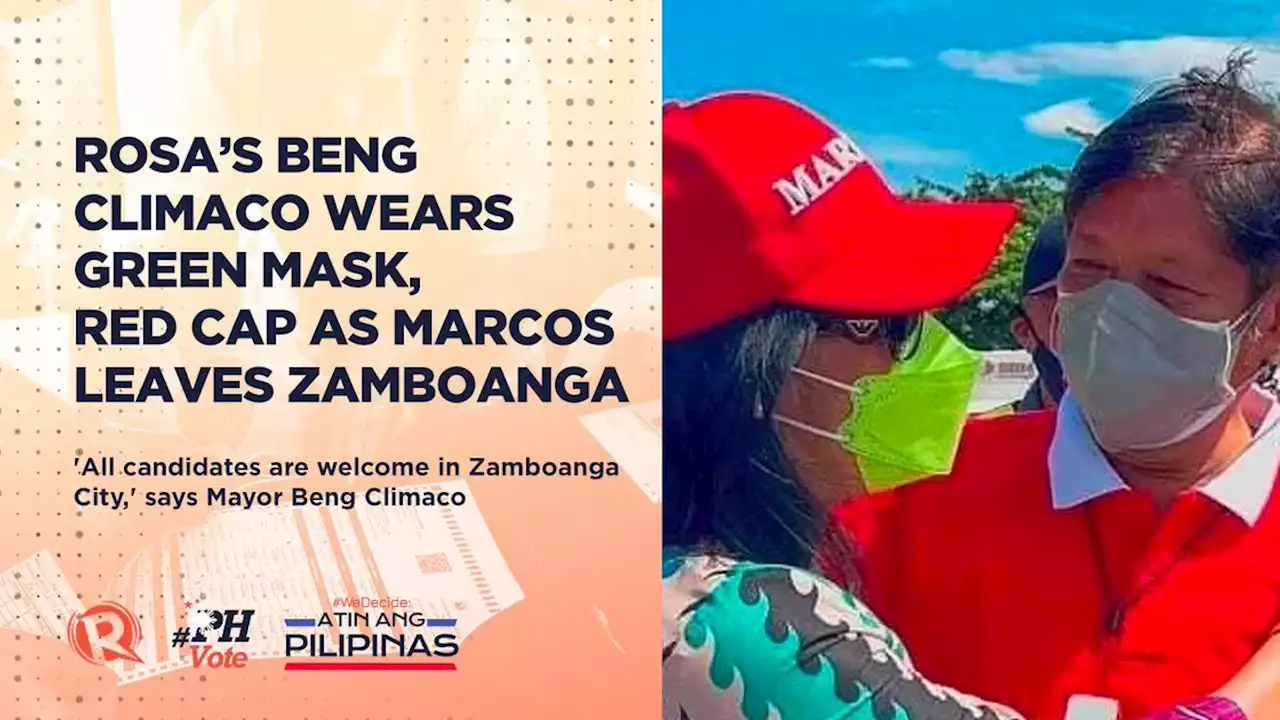 RoSa's Beng Climaco wears green mask, red cap as Marcos leaves Zamboanga