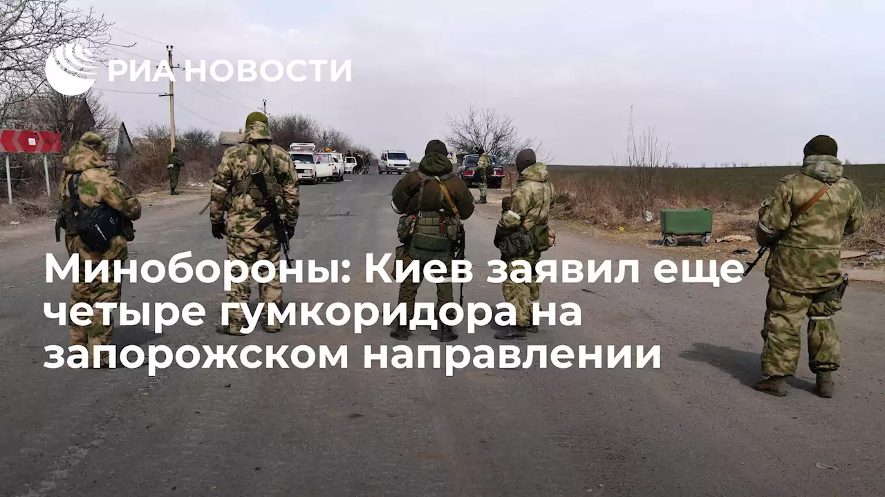 Минобороны: Киев заявил еще четыре гумкоридора на запорожском направлении