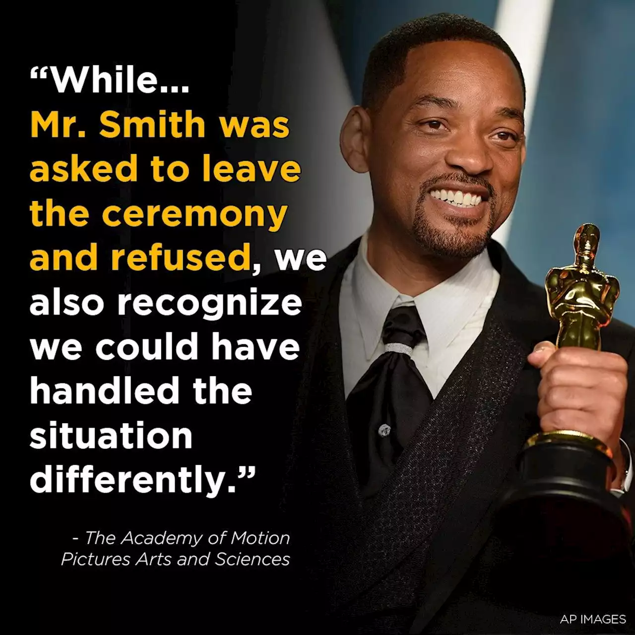 Will Smith refused to leave Oscars after slapping Chris Rock, broke conduct code, Academy says