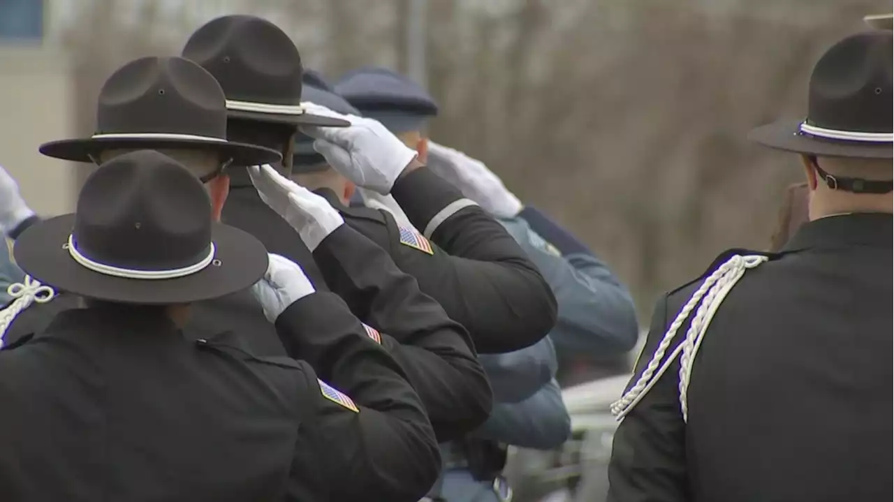 Thousands Gather For Pennsylvania State Trooper Martin Mack's Funeral In Bucks County