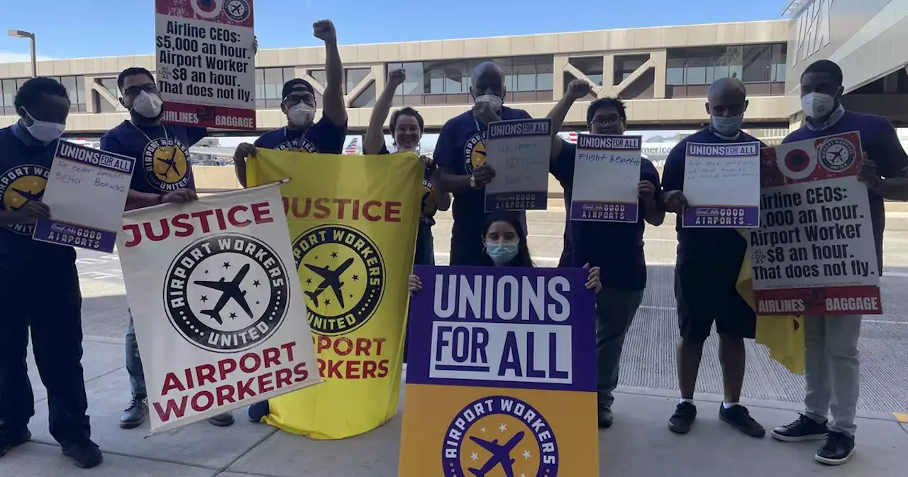 Airport Workers Protest Across US Demanding 'Living Wage' and Right to Union