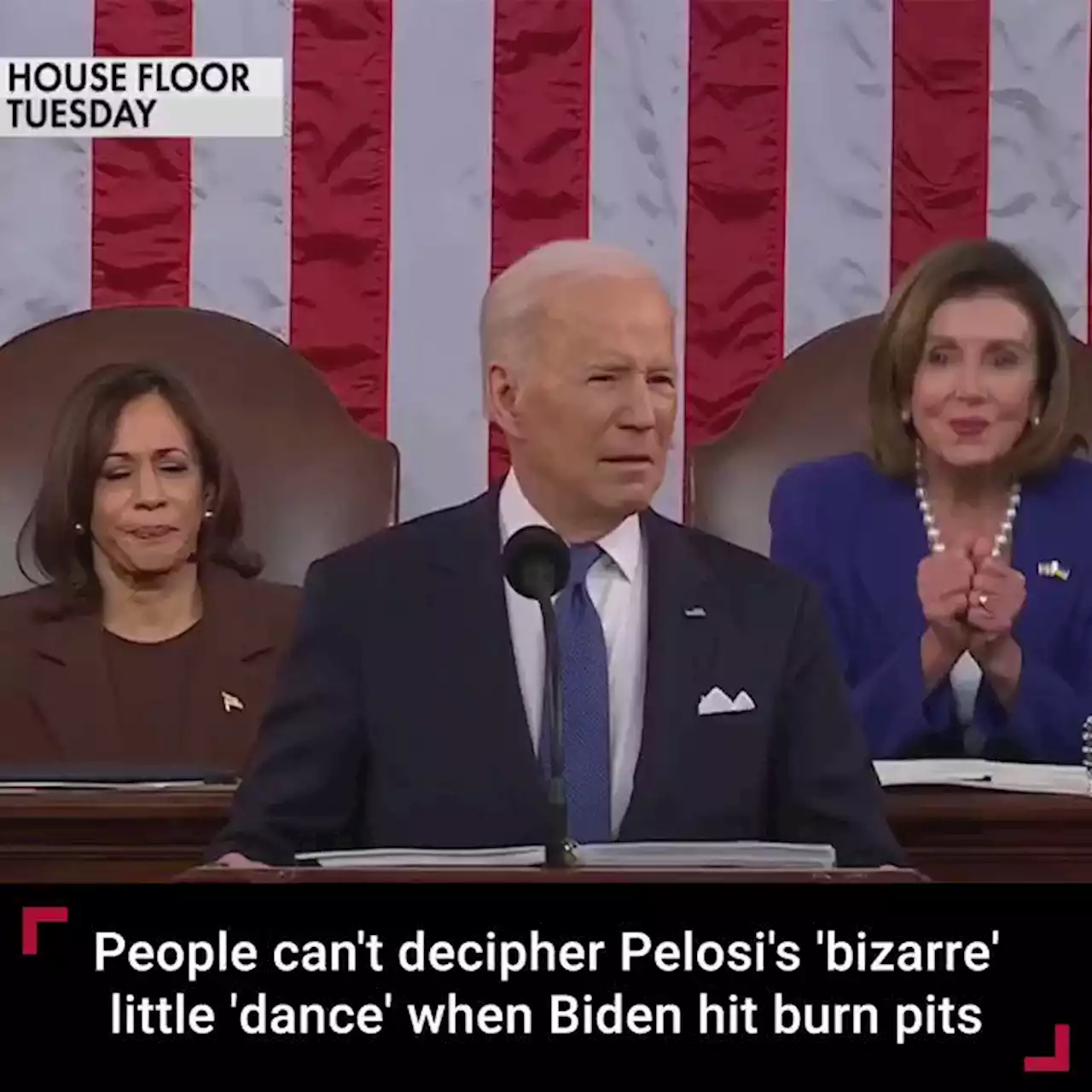 Nancy Pelosi's 'bizarre' response during Biden remarks on burn pits baffles social media